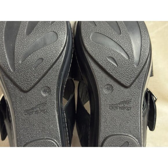 DANSKO Black Leather Chunky Wedge Cris-cross Strap Y2K Comfort Sz 40 US 9 - Picture 8 of 11